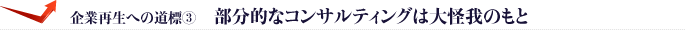 企業再生への道標③・部分的なコンサルティングは大怪我のもと